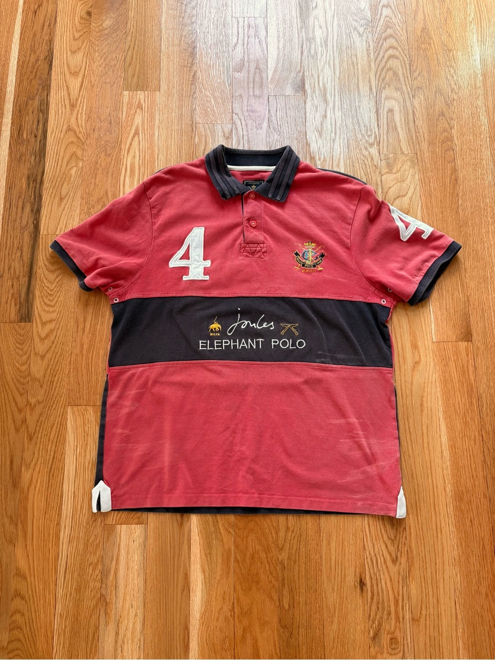 Joules Elephant Polo #4 Vintage Y2K Embroidered Preppy Rugby Polo Shirt XL